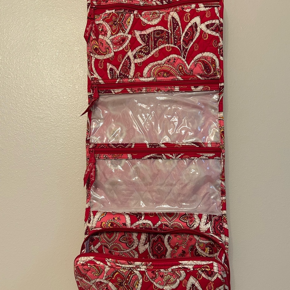 Vera Bradley Red and Pink Travel Bag with Quilted Paisley Design - Picture 2 of 6